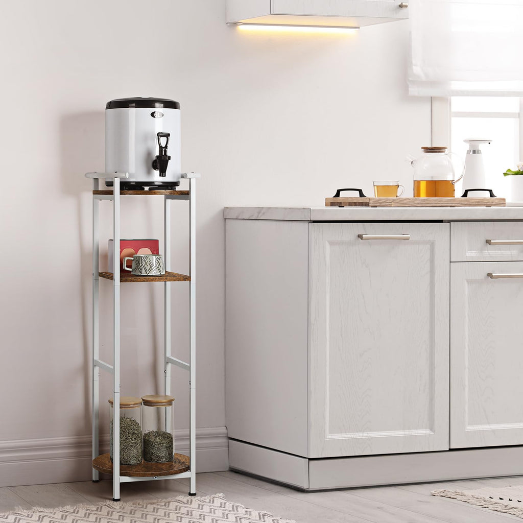 3 Tier Freestanding Water Dispenser Stand with Ceramic Crocks, White Z736