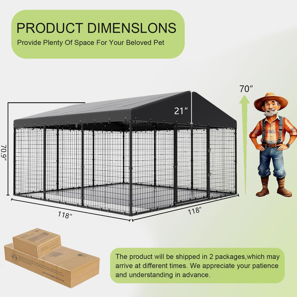 10 x 10 x 6 FT Outdoor Dog Kennel Q739
