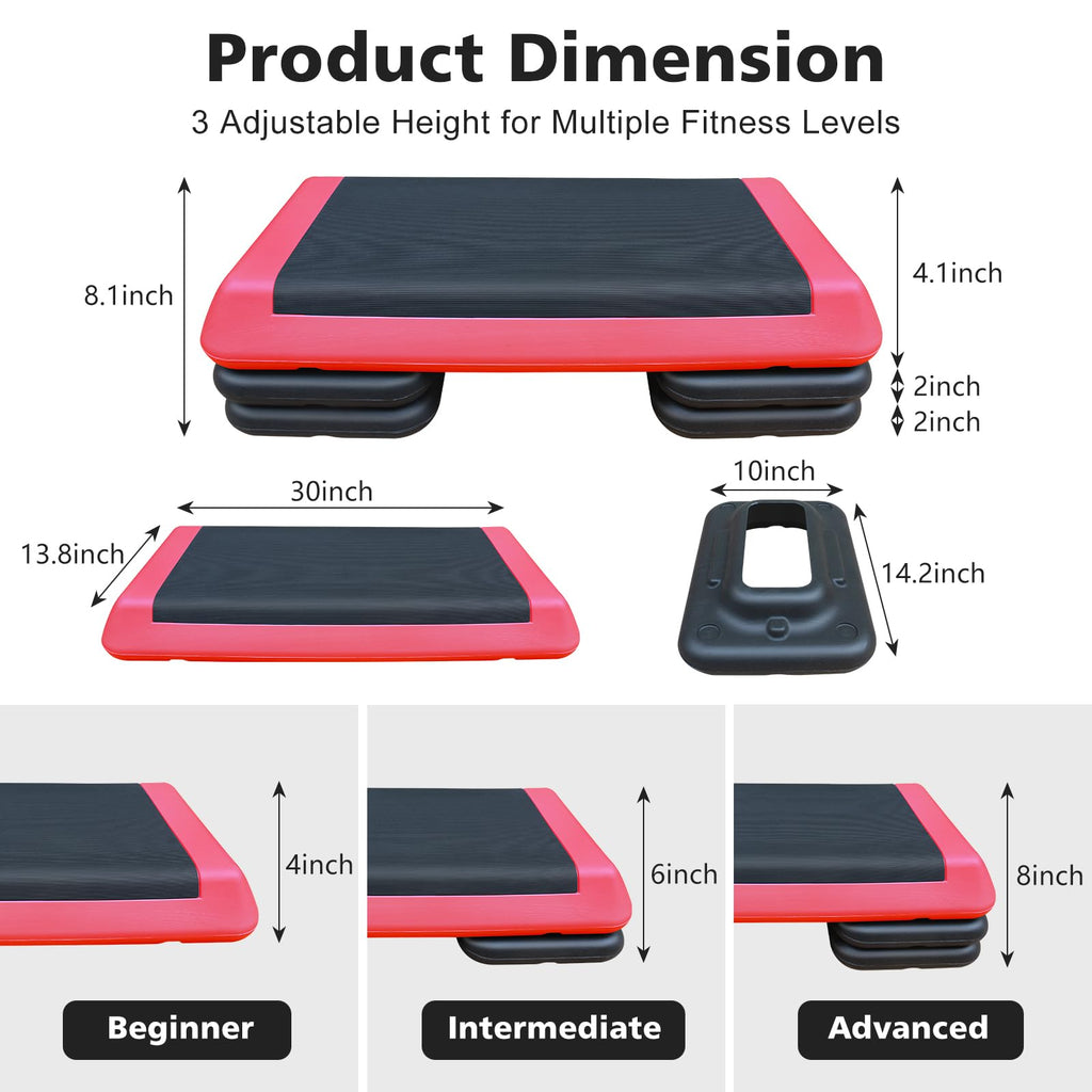 28.5'' Adjustable Aerobic Step Platform with 4 Stackable Risers Z365