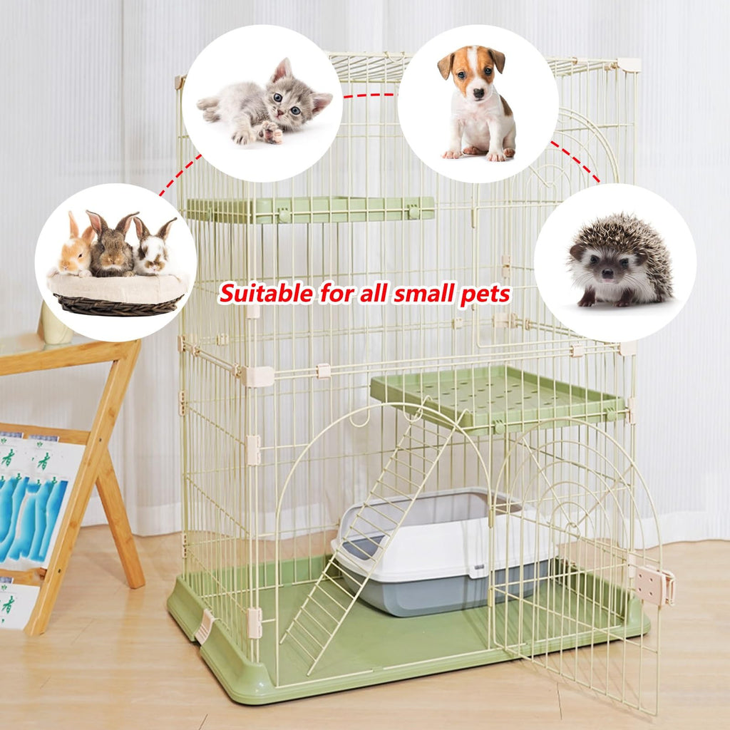 3/4-Tier Wire Cat Cage Playpen Kennel with Hammock and 3 Platforms L16375
