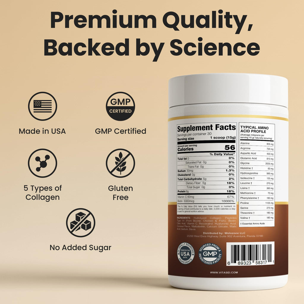 Hydrolyzed Collagen Peptide Powder Drink Chocolate Flavored 16oz L937807