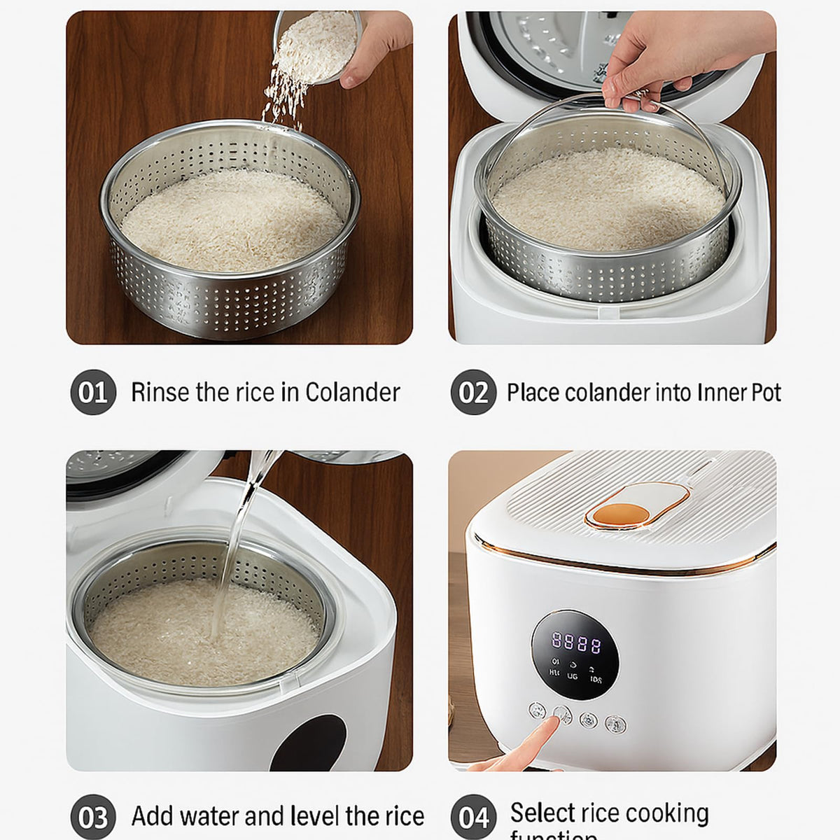 Low Sugar 3L Ceramic Rice Cooker with Steamer Basket T212