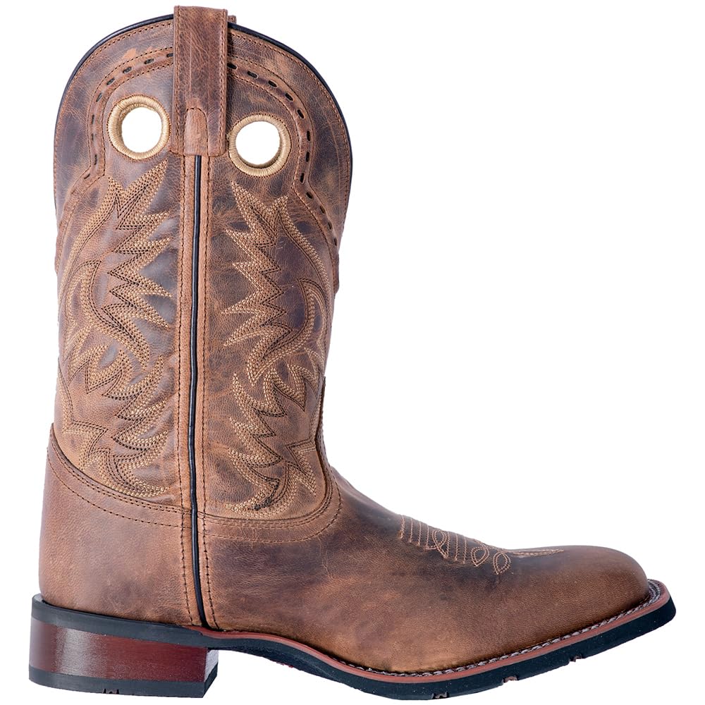 Black Mid Calf Square Toe Pull On Boots V3255