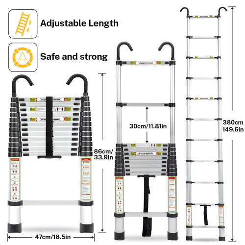 12.5 FT Aluminum Telescoping Ladder N6826