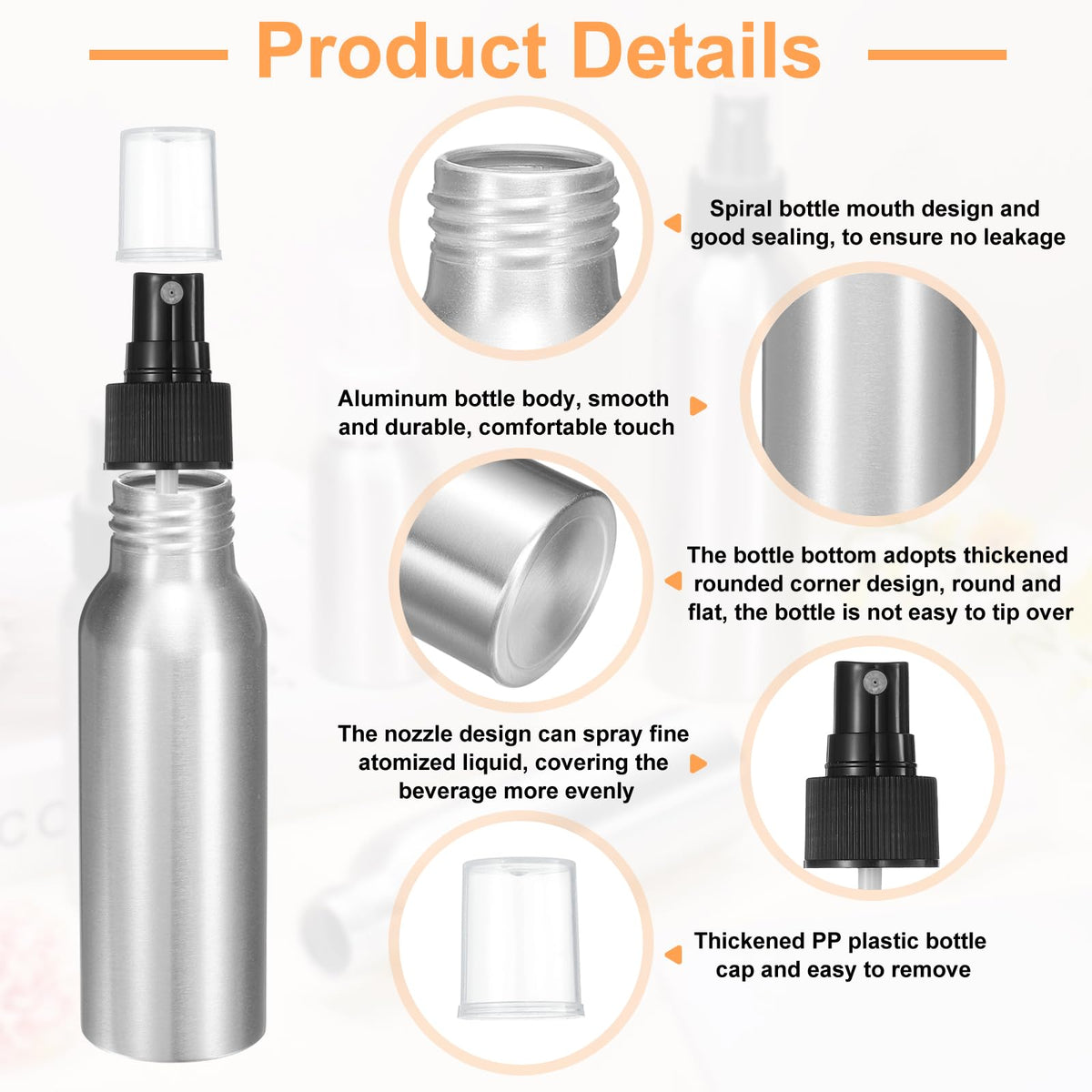80ml Aluminum Fine Mist Spray Bottles X118