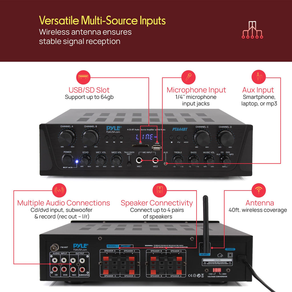4-Channel Audio Amplifier with Bluetooth M2324