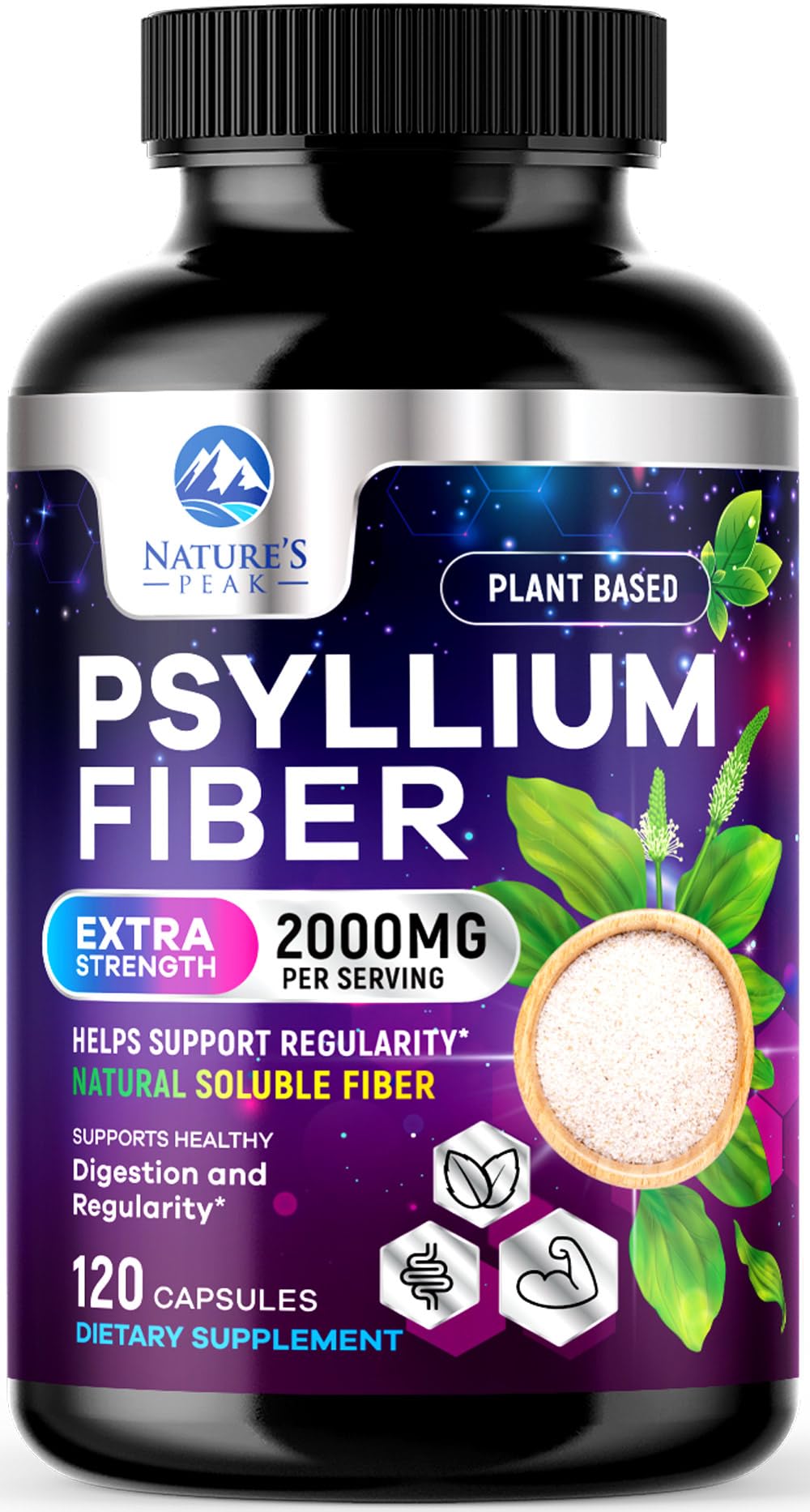 Psyllium Husk Capsules 2000mg 120 Capsules M3609