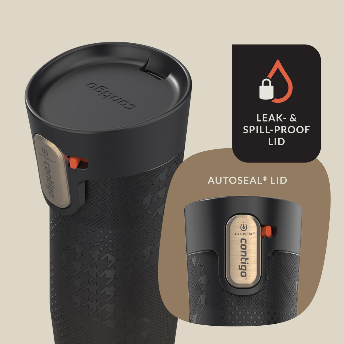 Stainless Steel Vacuum-Insulated Travel Mug with Autoseal and Easy Clean Lid, 16oz Q34649