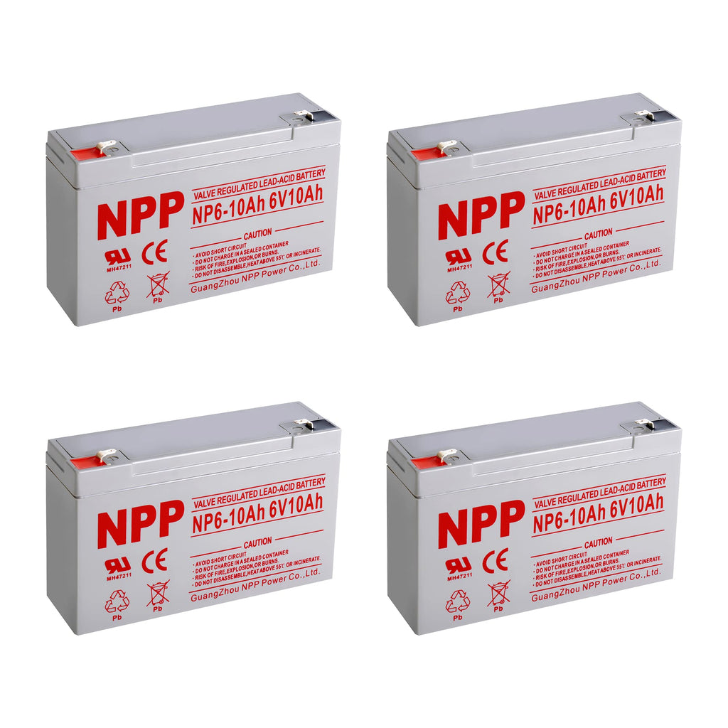 6V 10Ah Rechargeable Sealed Lead Acid Battery 4Pcs X66098