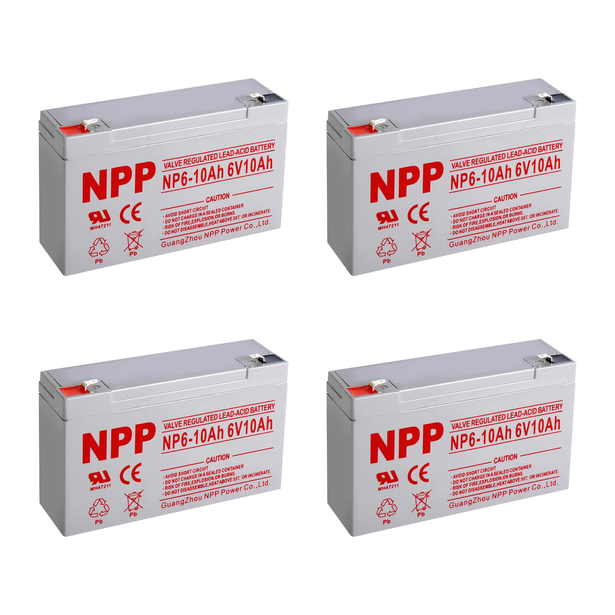 6V 10Ah Rechargeable Sealed Lead Acid Battery 4Pcs X66098