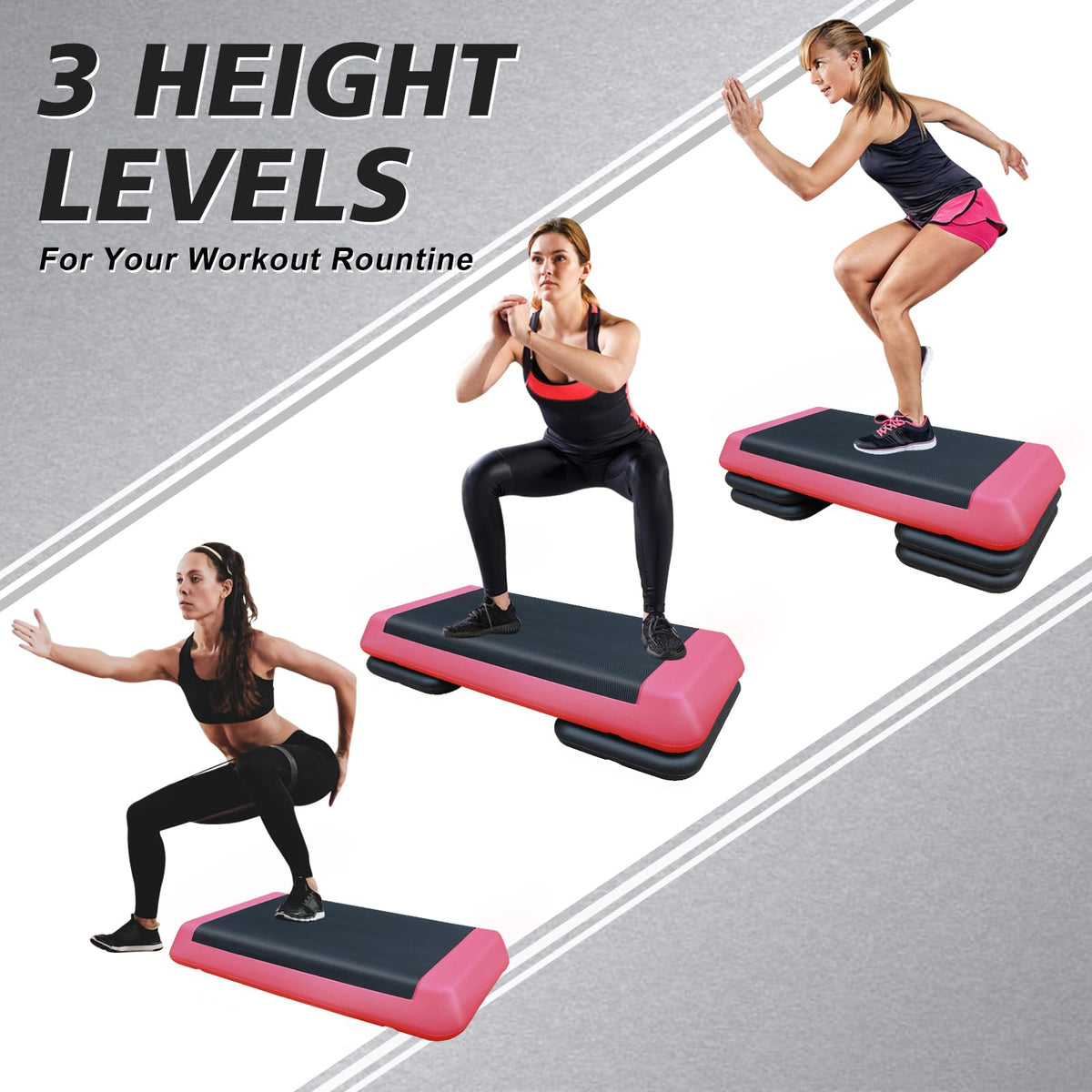 28.5'' Adjustable Aerobic Step Platform with 4 Stackable Risers Z365