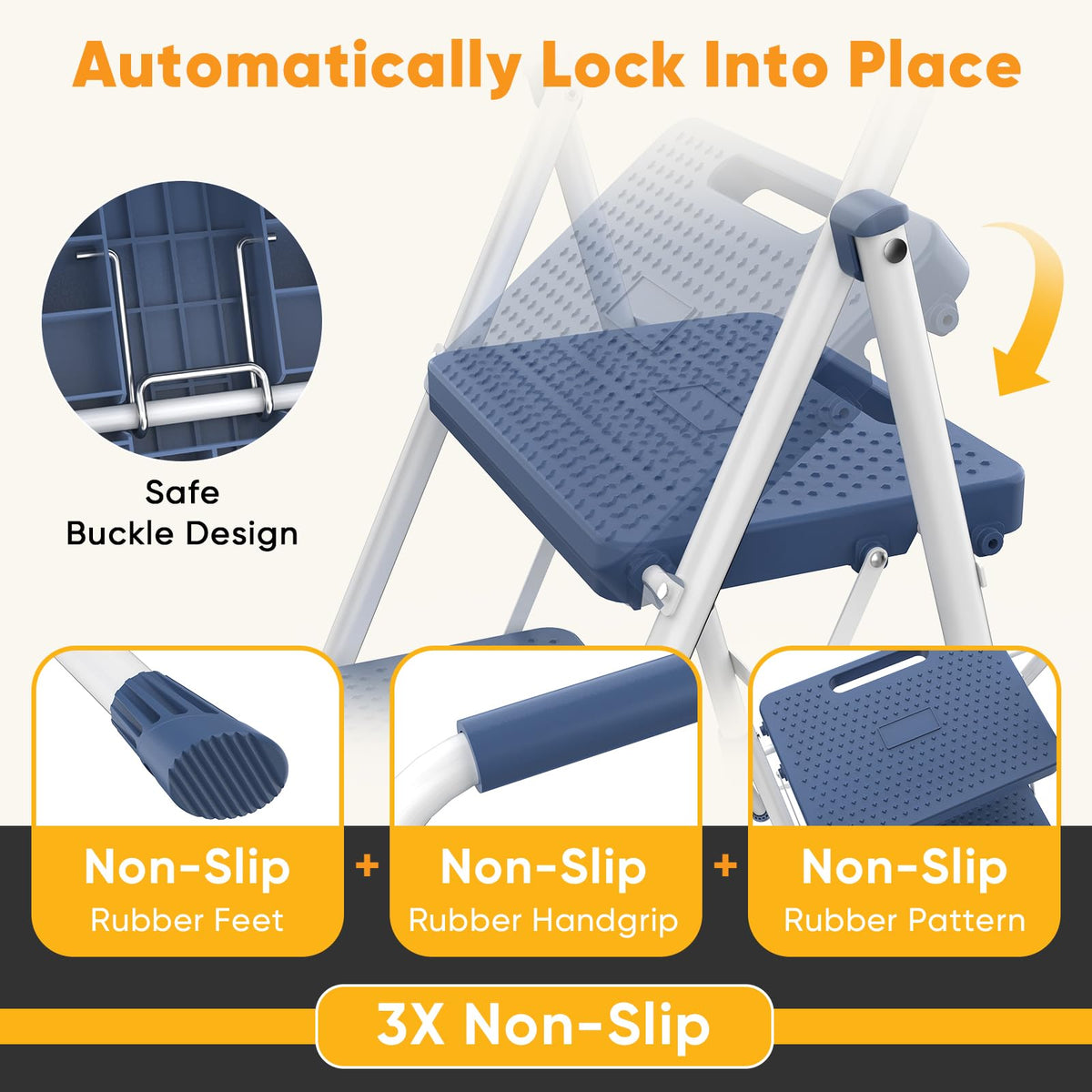 3 Step Folding Step Stool with Safety Lock L828