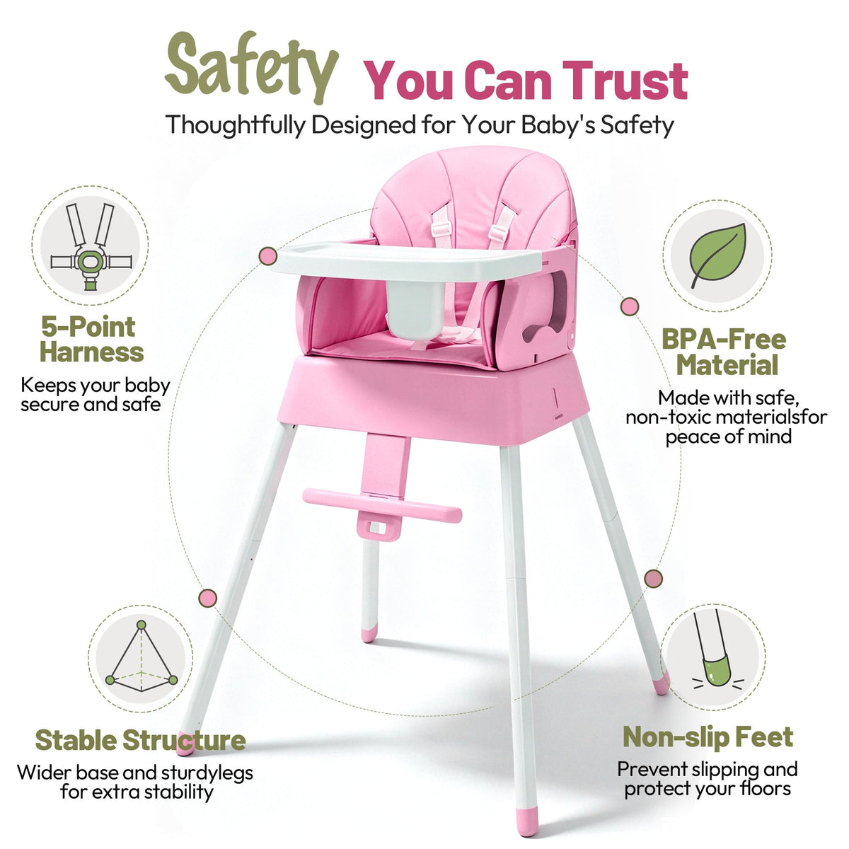5 in 1 Foldable Baby High Chair E669