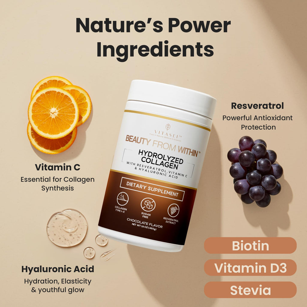 Hydrolyzed Collagen Peptide Powder Drink Chocolate Flavored 16oz L937807