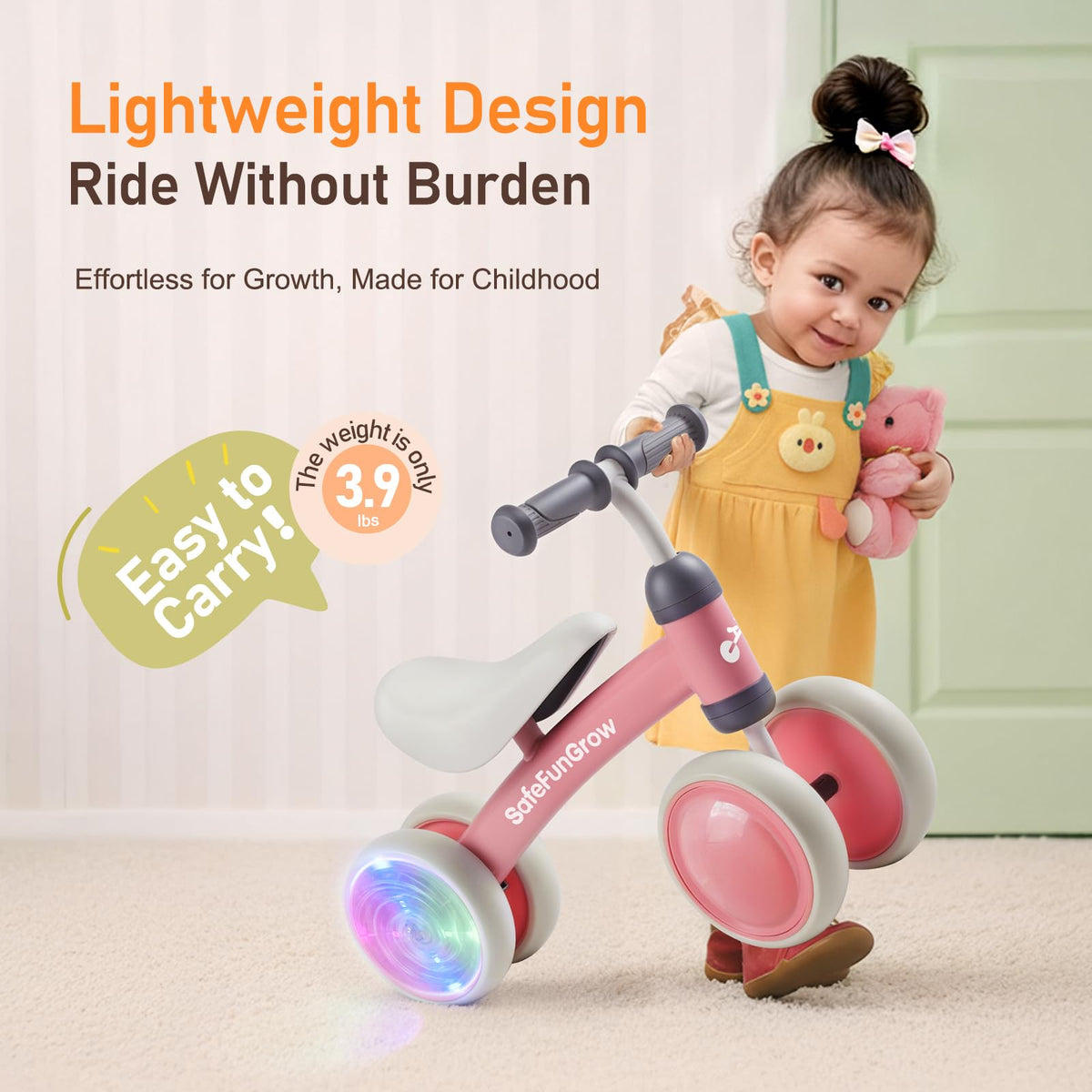 Baby Balance Bike with 4 Silent Wheels & Soft Seat U102