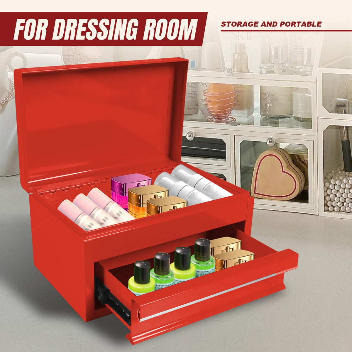 10" Mini Portable Steel Tool Box with Drawer V2927