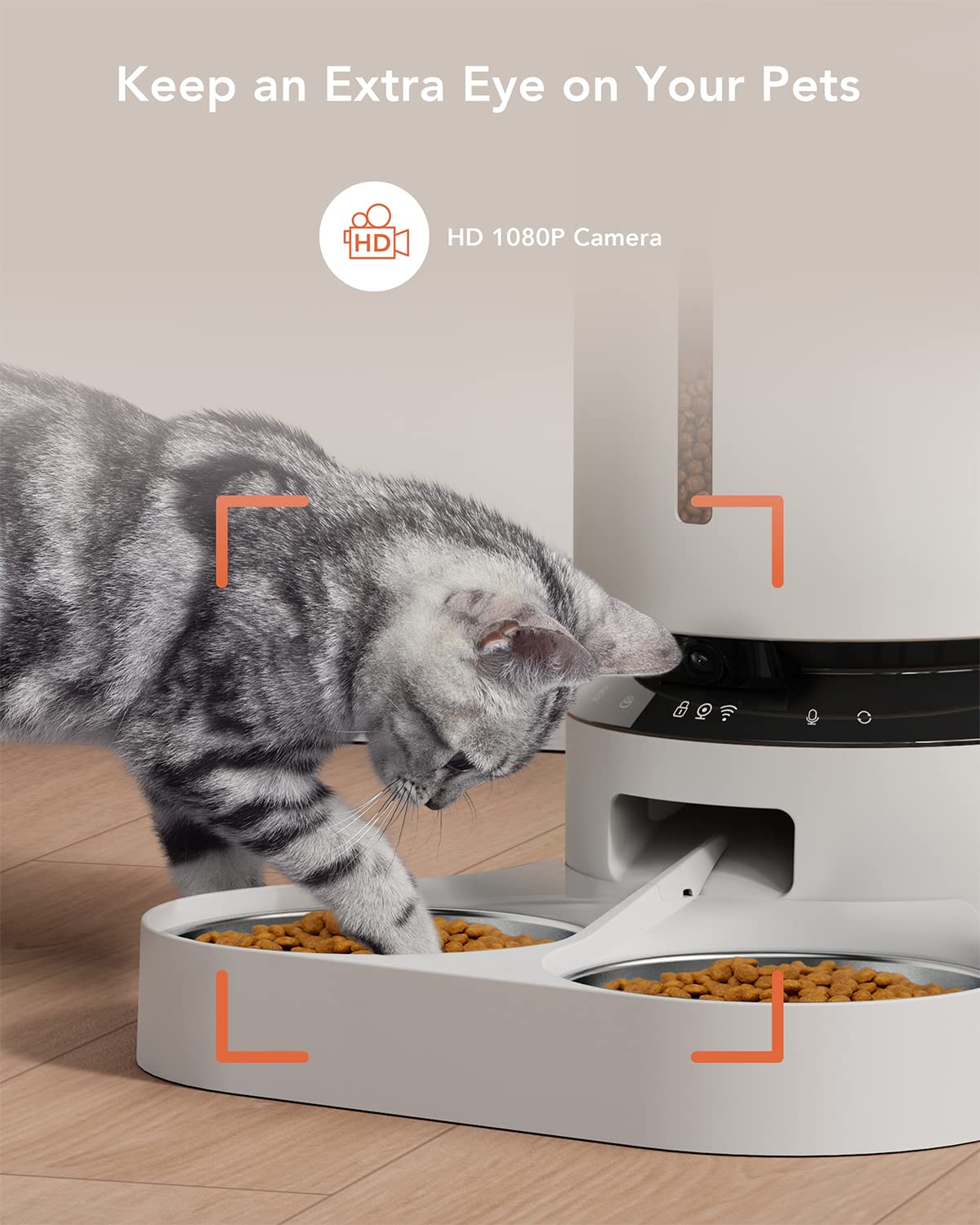 Automatic Cat Feeder with Camera 1080P HD Video 5G WiFi 2-Way Audio C146