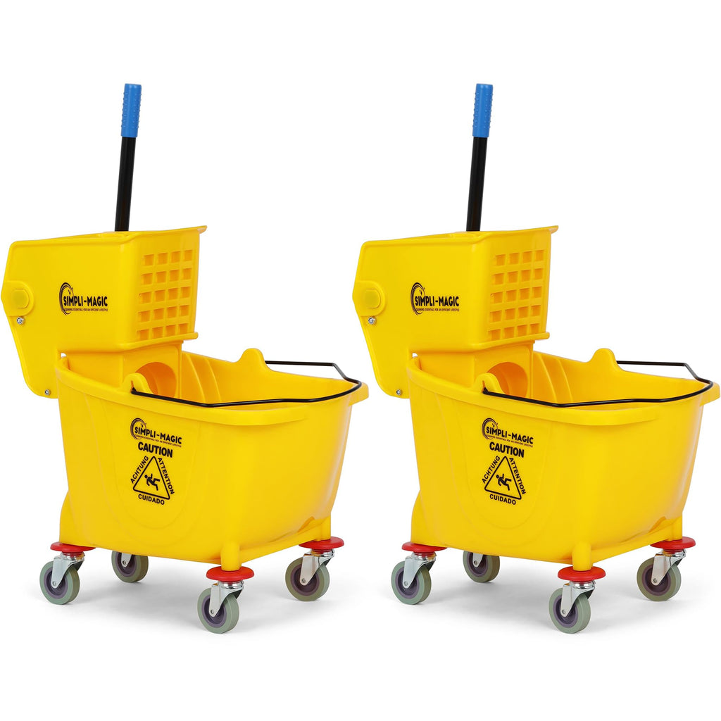 Yellow 26 Quart Mop Bucket on Wheels, 2-Pack A92475