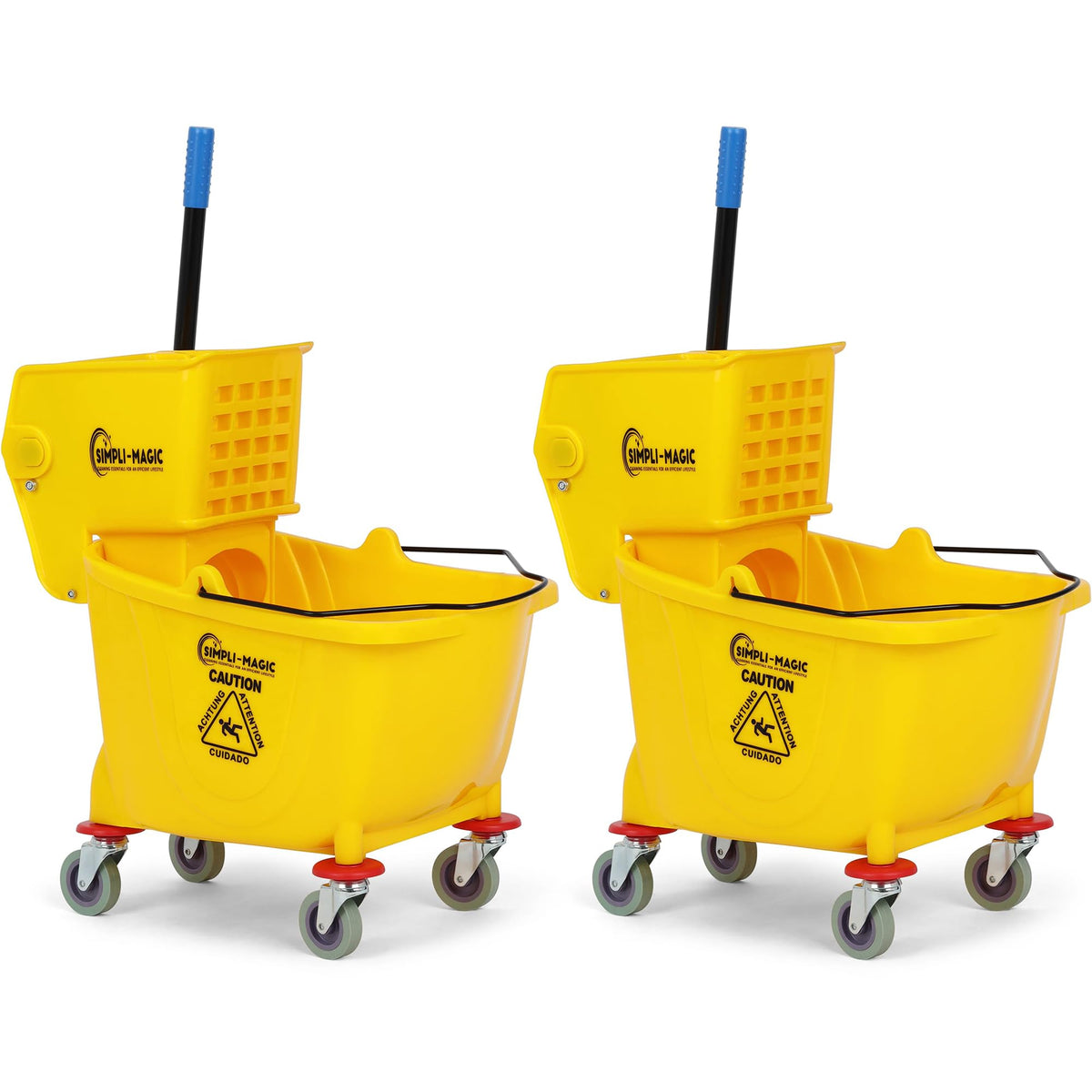 Yellow 26 Quart Mop Bucket on Wheels, 2-Pack A92475