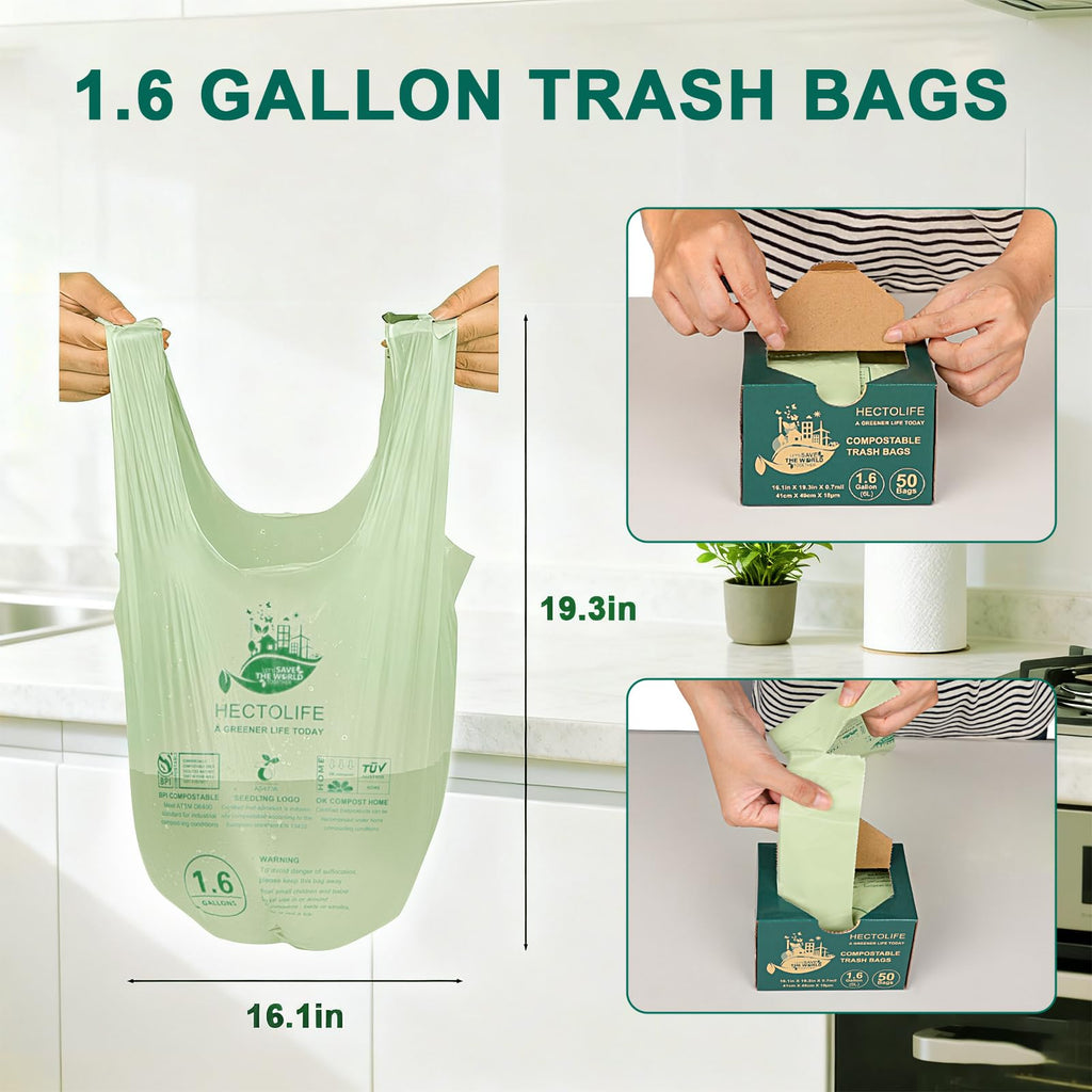 1.6 Gallon 100 Count Compostable Bags V621