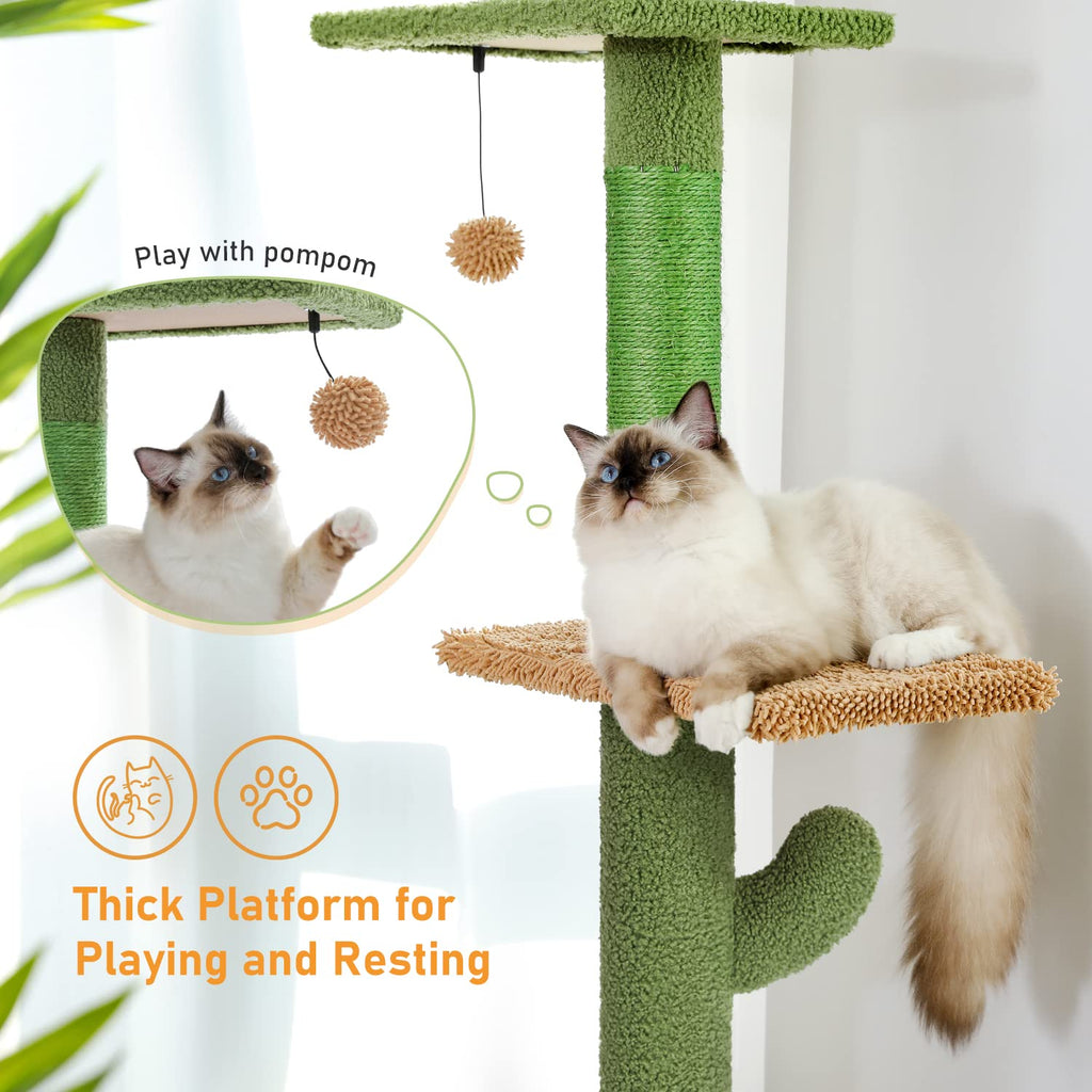 Cactus Floor-to-Ceiling 5-Tier Cat Tree with Hammock J206090