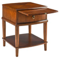Large Cherry Wood 2-Tier Side Table with Drawer and Shelf N298020