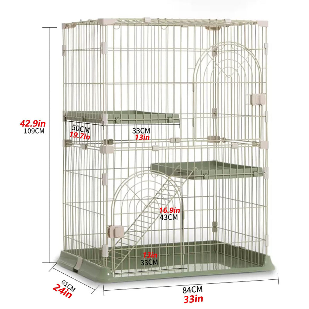 3/4-Tier Wire Cat Cage Playpen Kennel with Hammock and 3 Platforms L16375