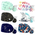 Women's Working Caps Bouffant Surgical Cap with Bow Scrunchies Ponytail Holder Tie Back Scrub Hat G423