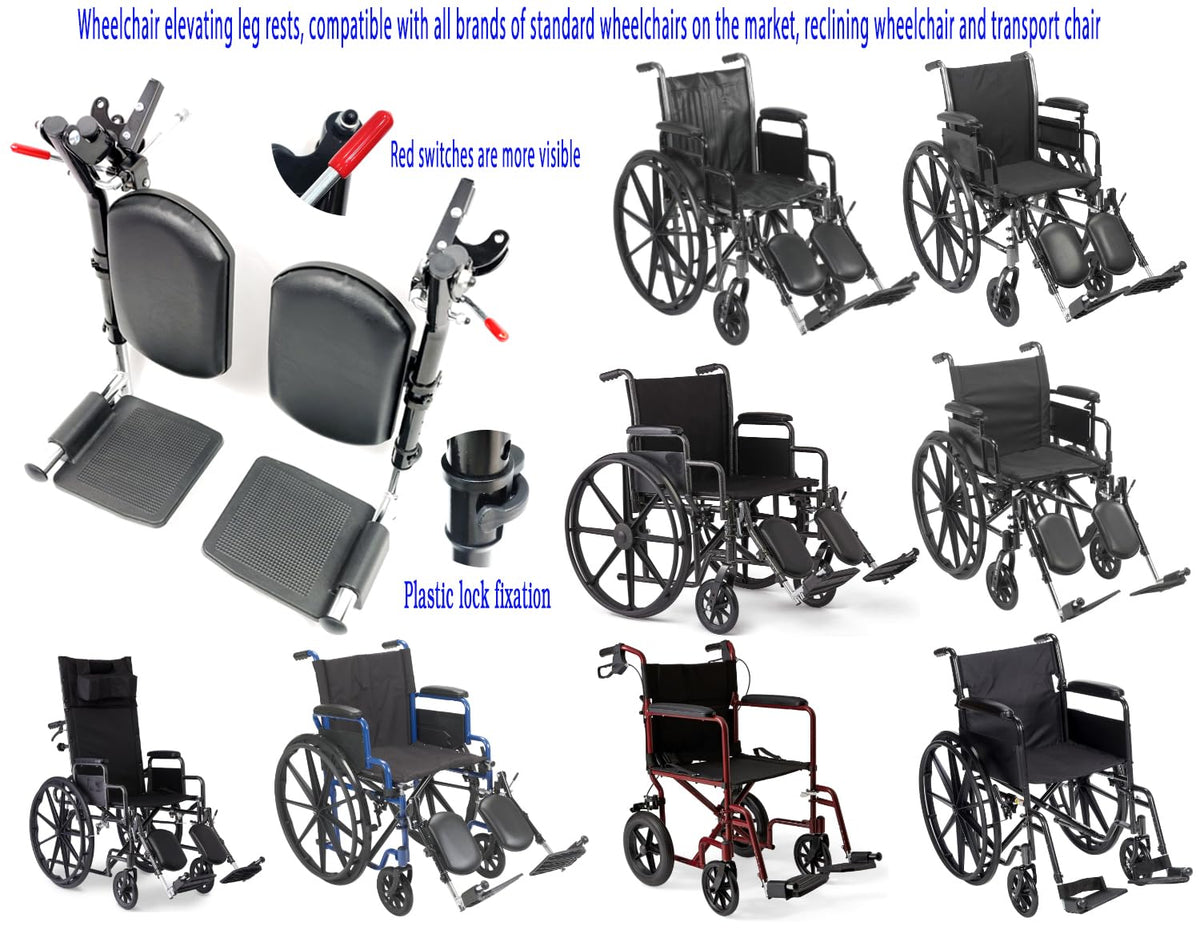 Wheelchair Elevating Leg Rests with Padded Calf Pad and Composite Footplates, 1 Pair Z604