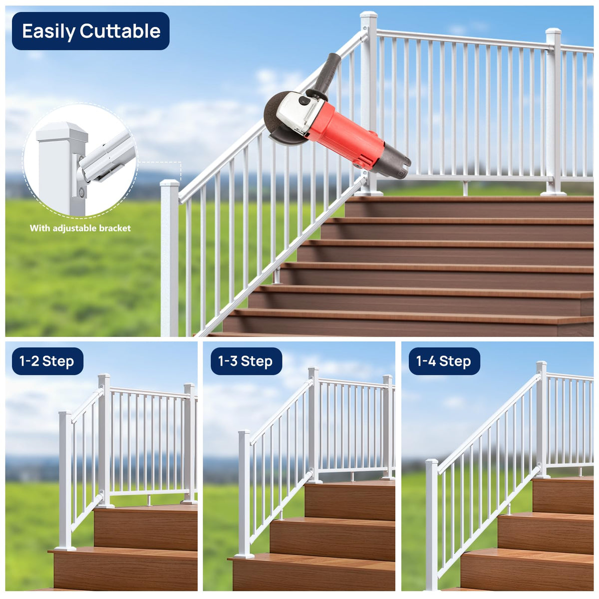White Modular Stair Railing Kit S7643