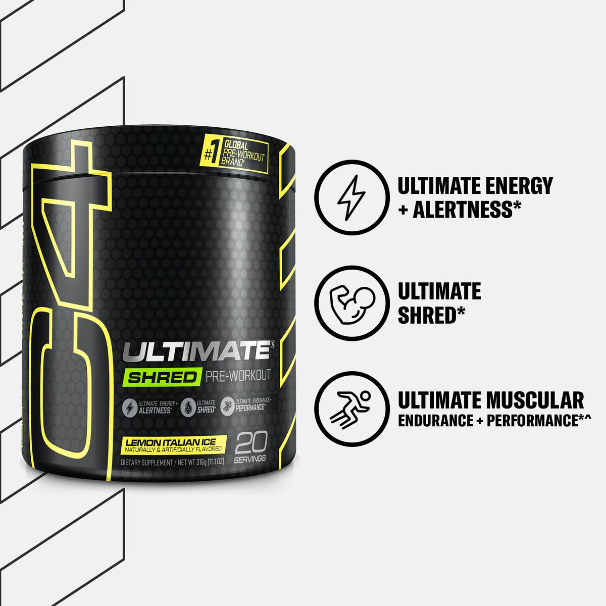 Pre Workout Powder Fat Burner Supplement With Ginger Root Extract 20 Servings K8062