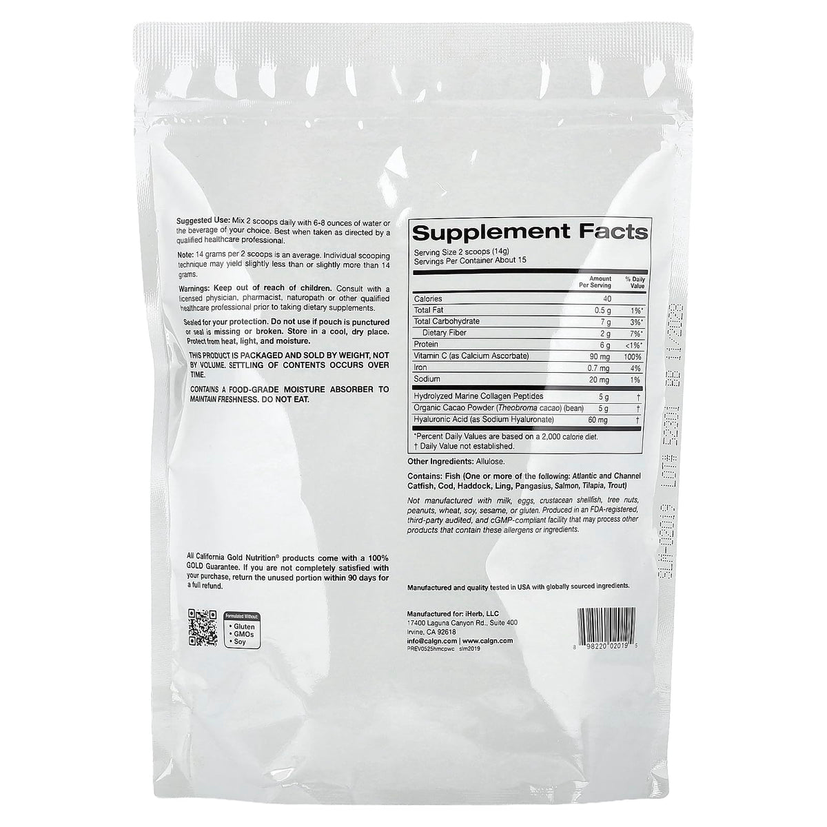 Hydrolyzed Marine Collagen Peptides with Cocoa, 7.3 oz S928