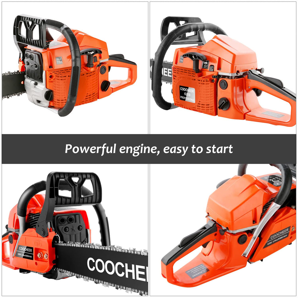 62CC 20 Inch 2-Cycle Gas Chainsaw with Carrying Bag T575