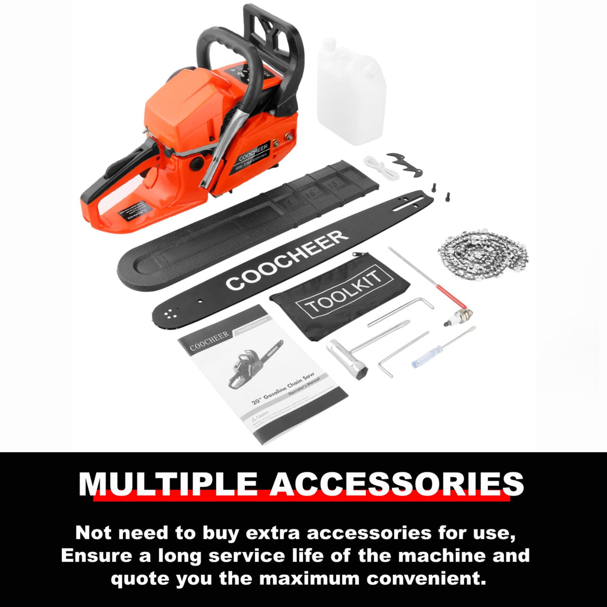 62CC 20 Inch 2-Cycle Gas Chainsaw with Carrying Bag T575