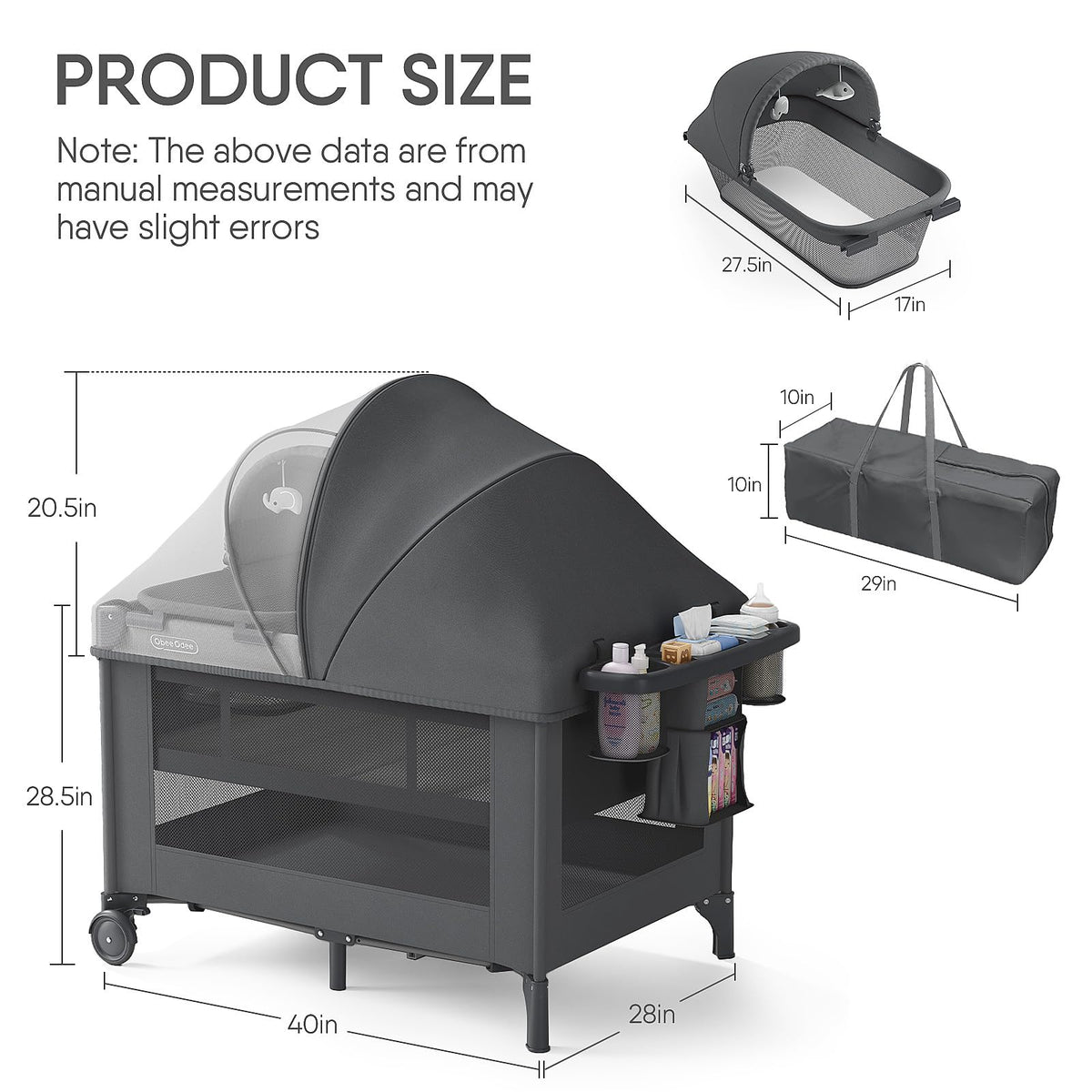 Grey Baby Bassinet Playard L57361