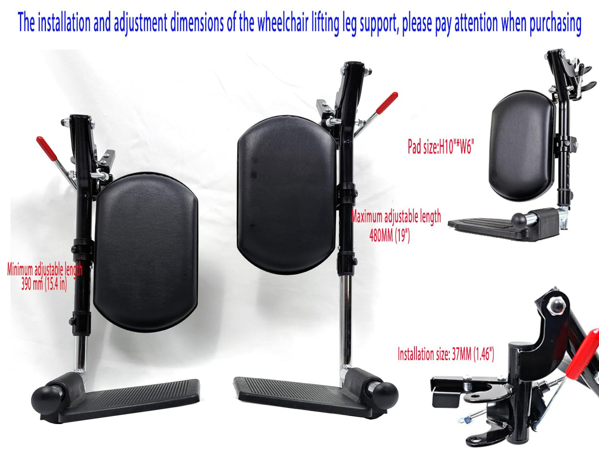 Wheelchair Elevating Leg Rests with Padded Calf Pad and Composite Footplates, 1 Pair Z604