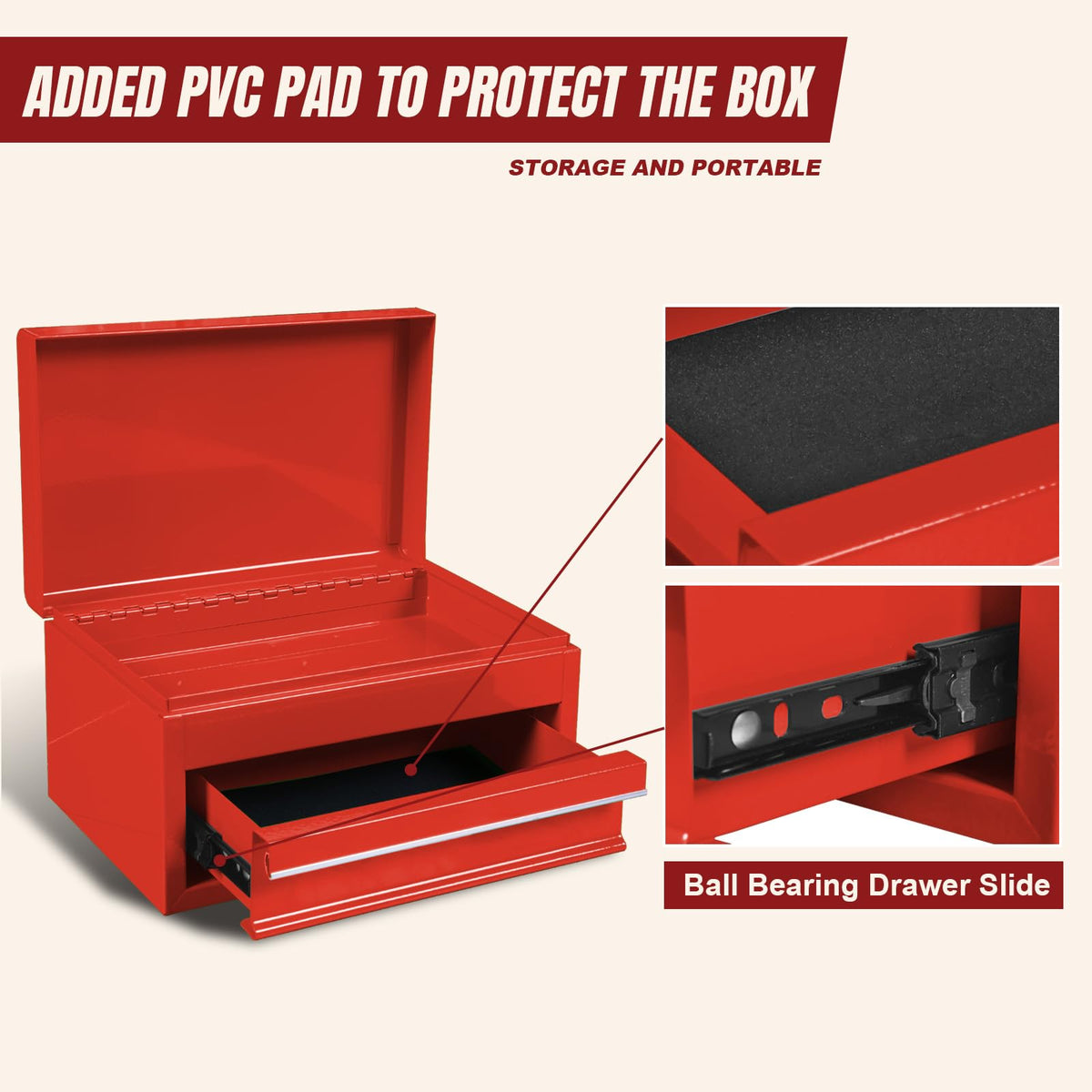 10" Mini Portable Steel Tool Box with Drawer V2927