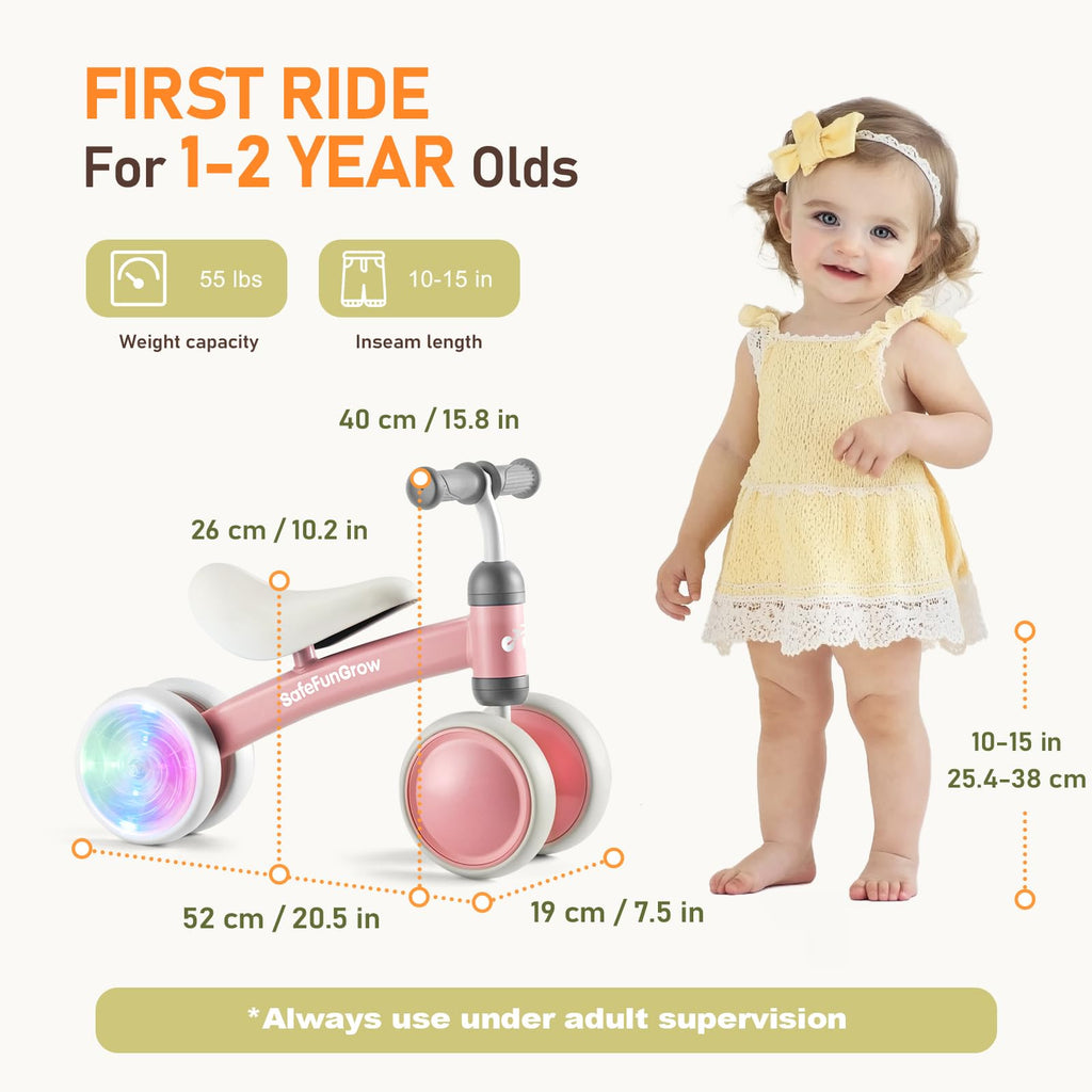 Baby Balance Bike with 4 Silent Wheels & Soft Seat U102