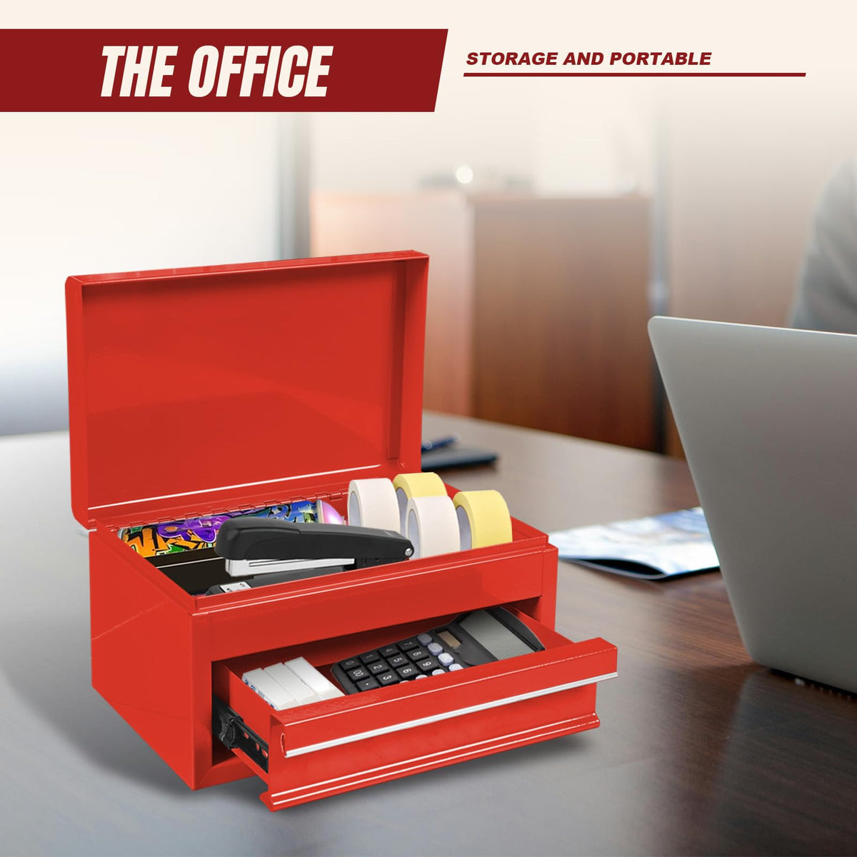 10" Mini Portable Steel Tool Box with Drawer V2927