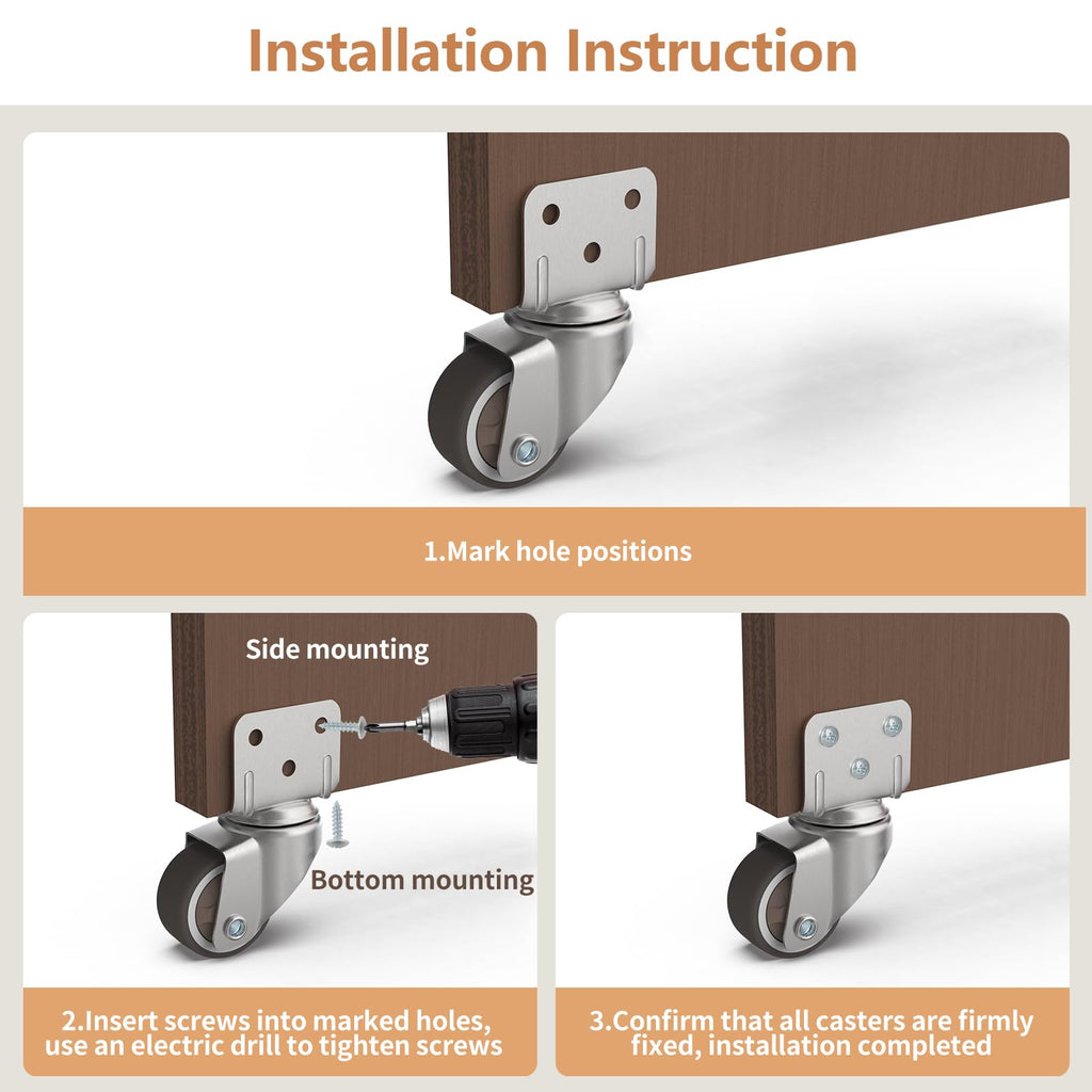 1" Swivel Plate Casters, 4 Pcs J16469