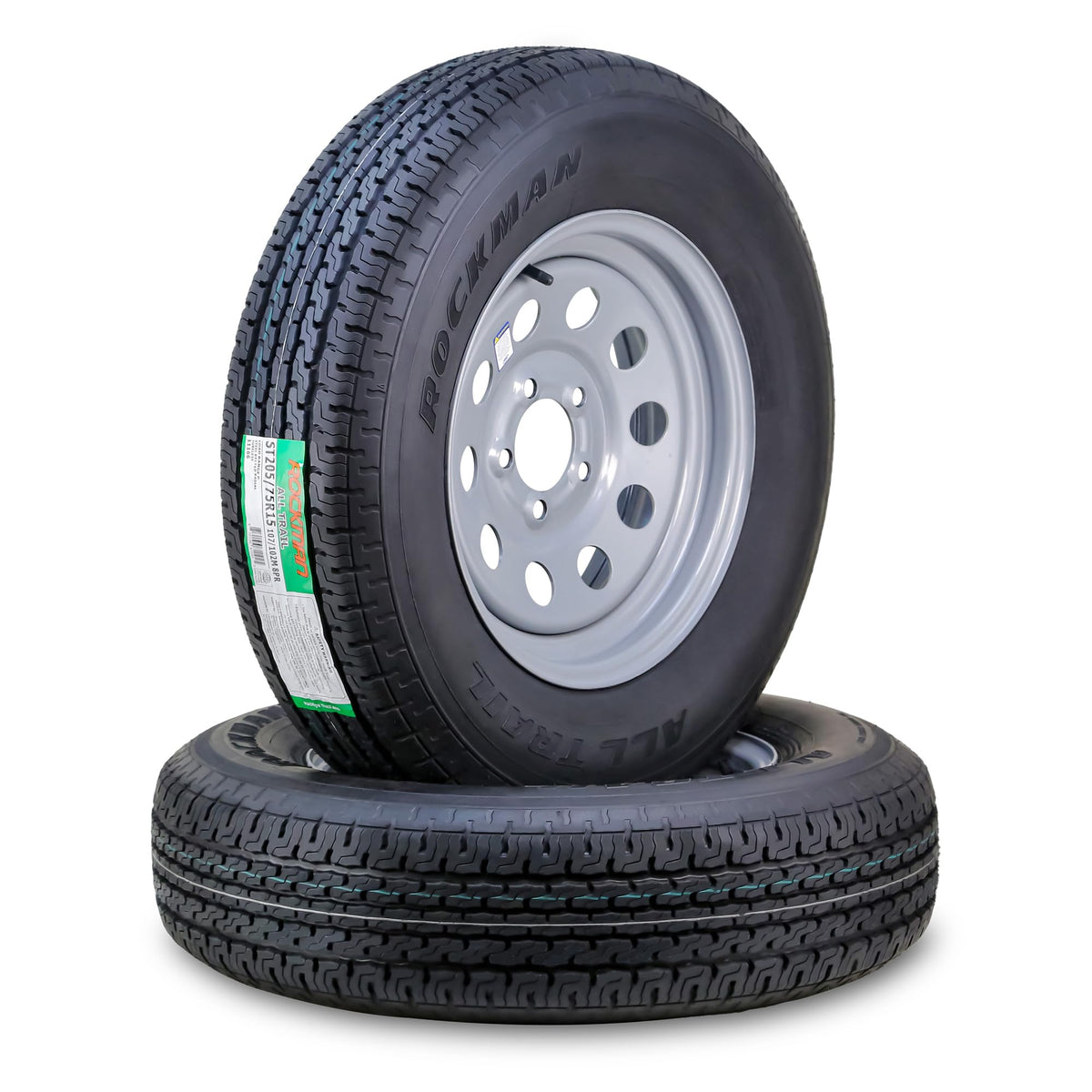 Trailer Tire Wheel ST205/75R15 8-Ply Silver Rim D694230