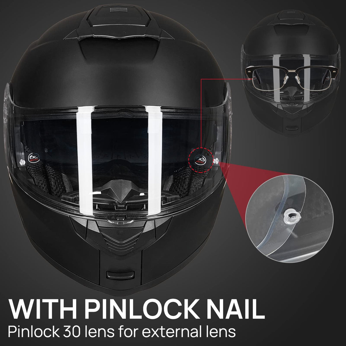Matte Black Large Modular Full Face Motorcycle Helmet F15028