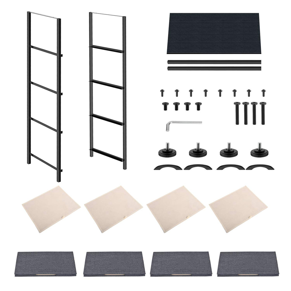 Black Grey 4 Drawer Fabric Storage Dresser C36192