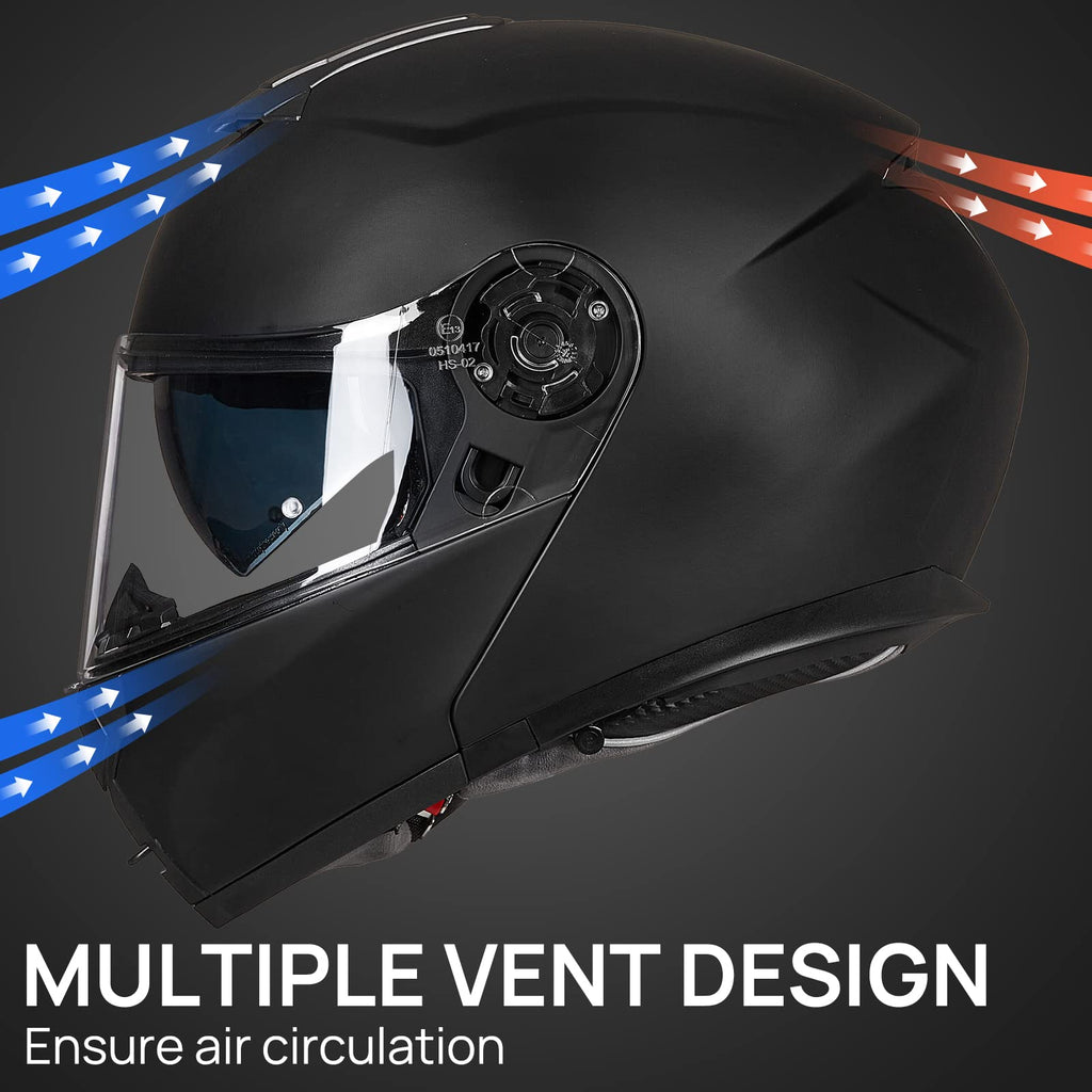 Matte Black Large Modular Full Face Motorcycle Helmet F15028