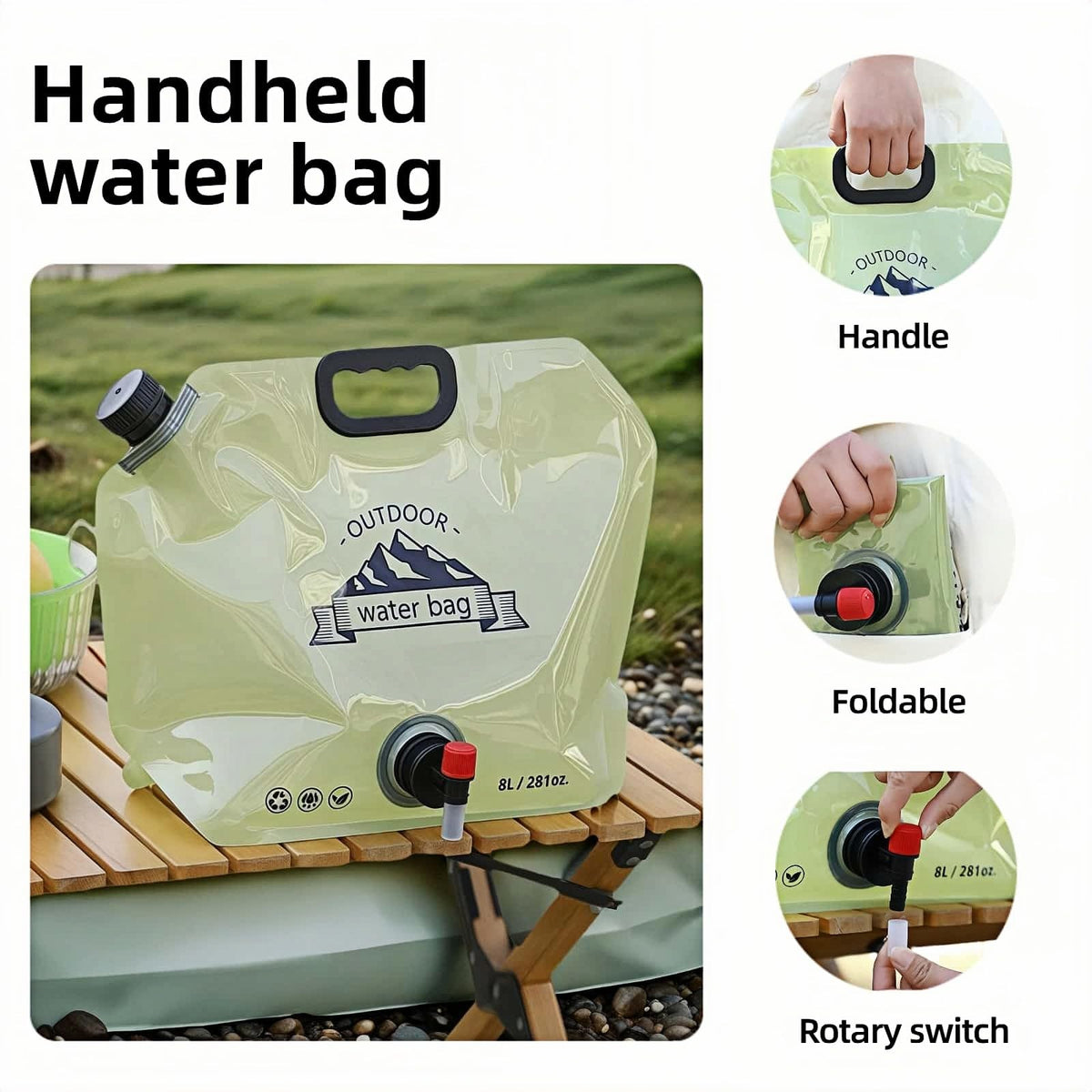 8L Collapsible BPA-Free Water Jug with Adjustable Faucet H10058