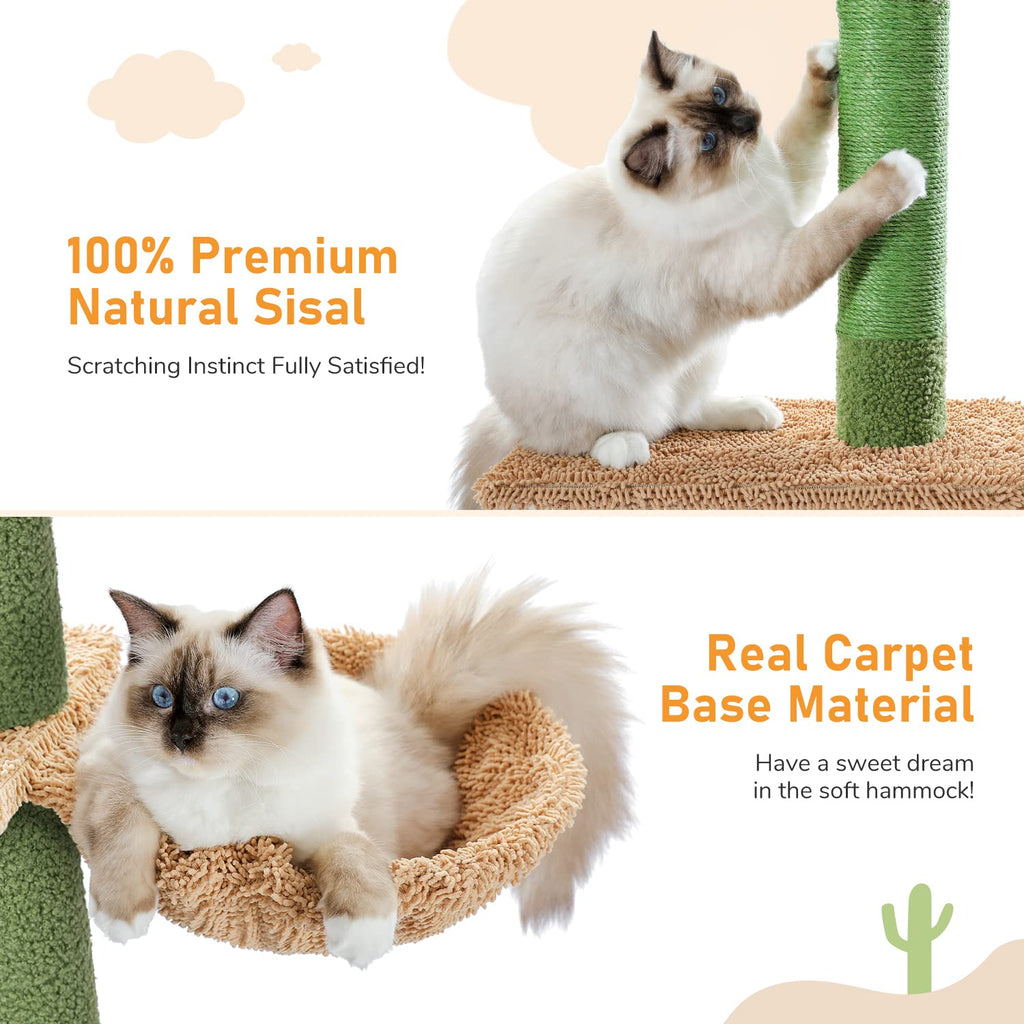 Cactus Floor-to-Ceiling 5-Tier Cat Tree with Hammock J206090