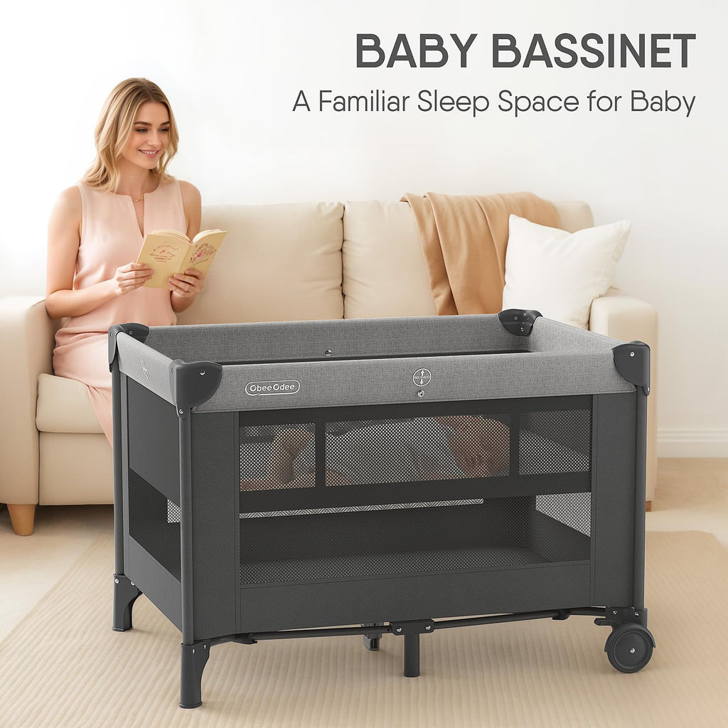 Grey Baby Bassinet Playard L57361