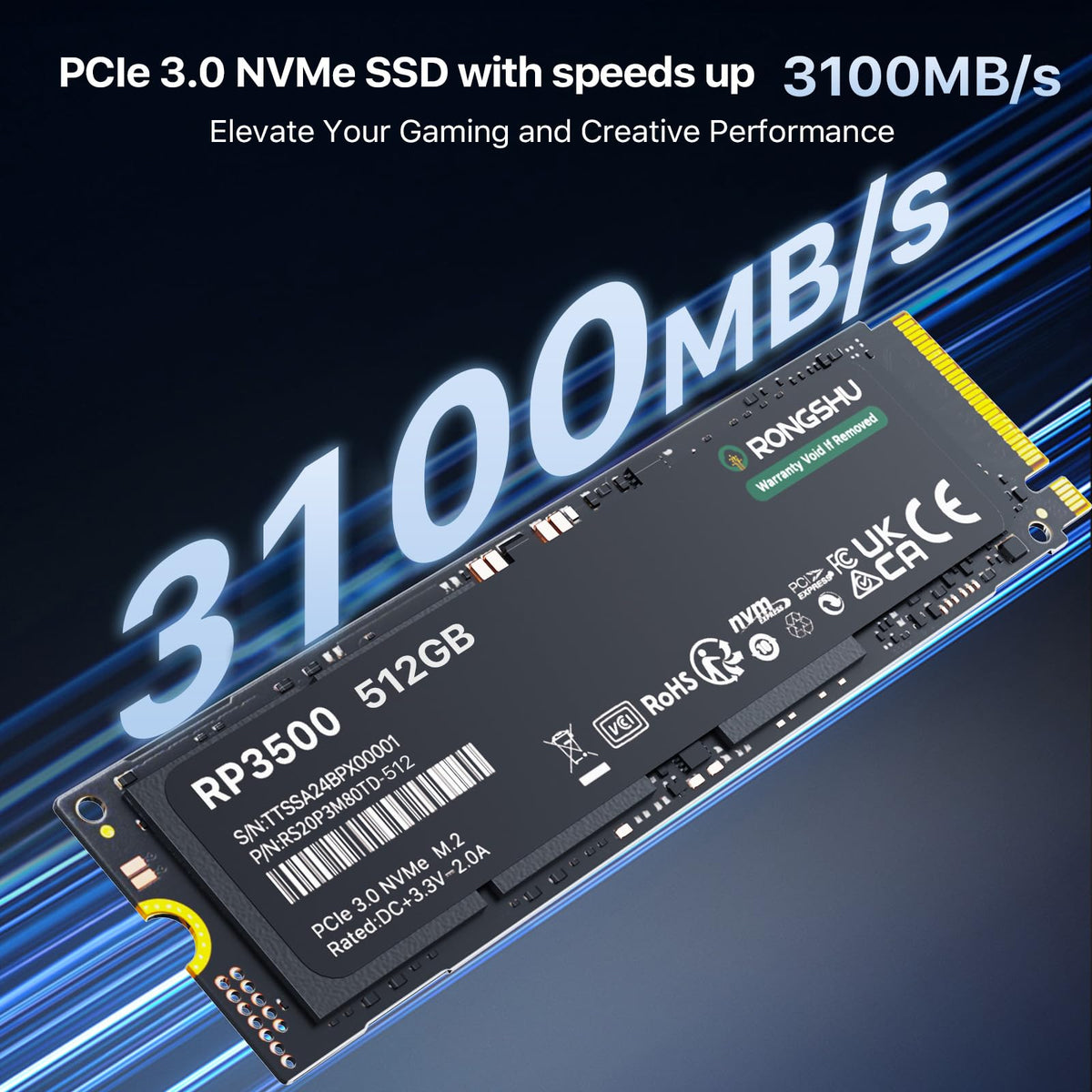 512GB NVMe M.2 PCIe Gen 3×4 Internal SSD C8888