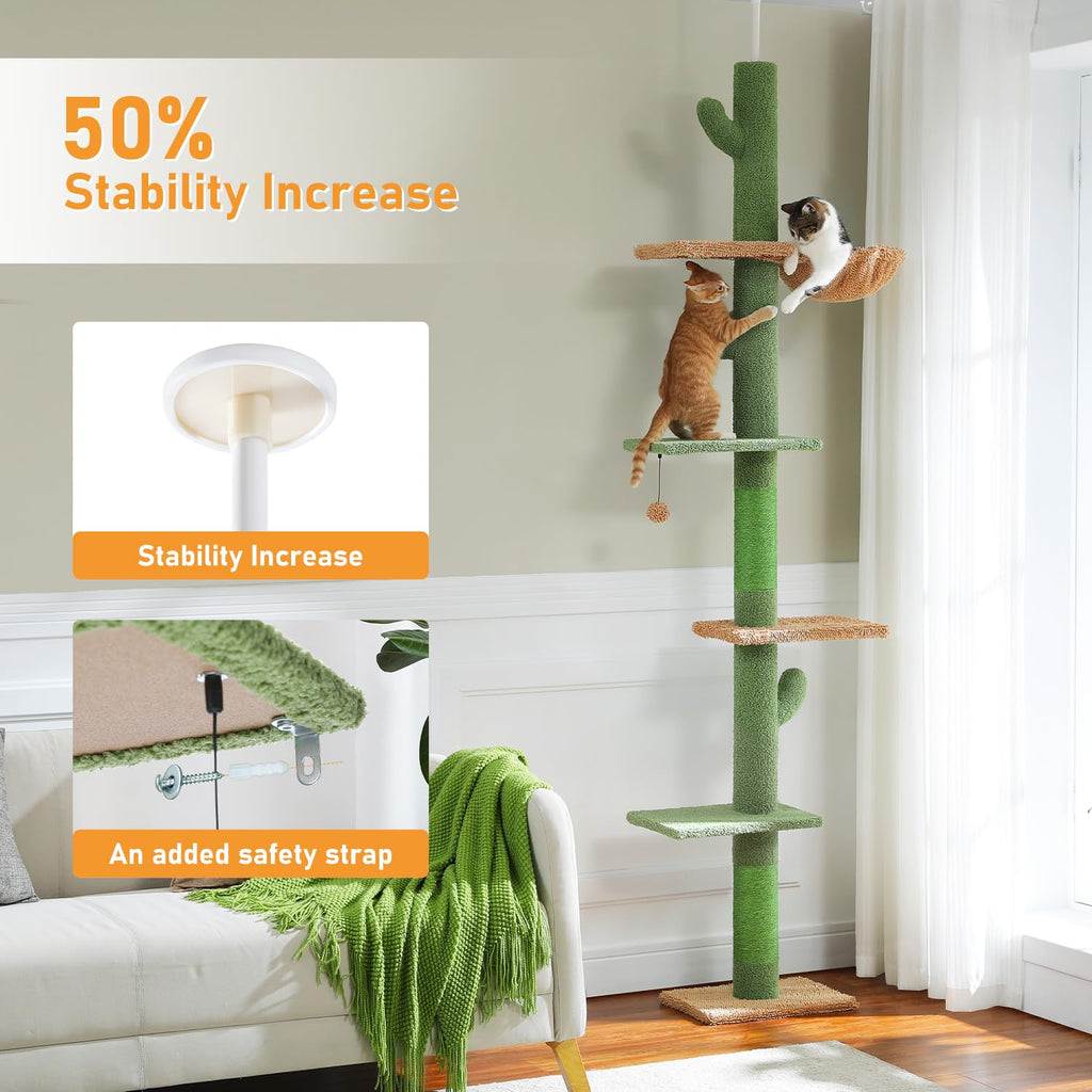 Cactus Floor-to-Ceiling 5-Tier Cat Tree with Hammock J206090