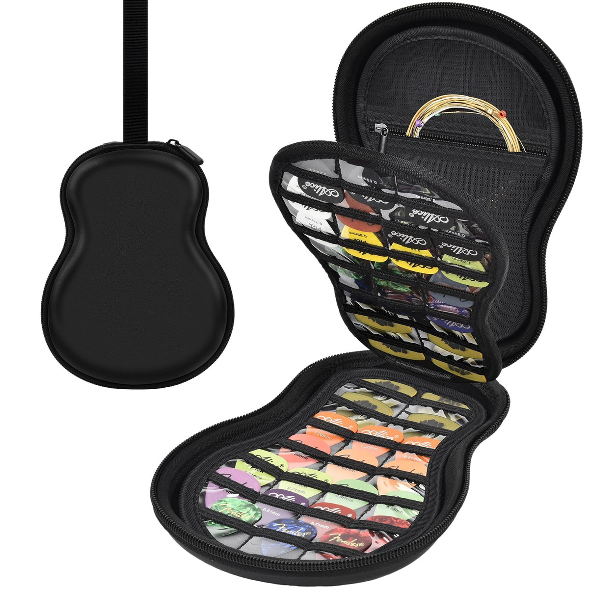 Guitar Pick Holder Case 63+ All Size Plectrums Storage Pouch D68081